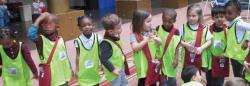 school children wearing vests